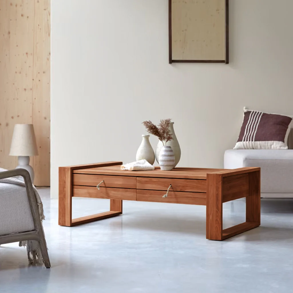 Wooden furniture checked before it is packed for export